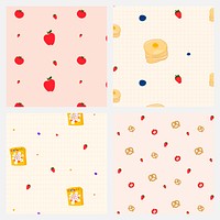 Vector pastel seamless food pattern background