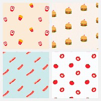 Vector pastel seamless food pattern background