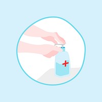 Disinfecting hands with sanitizer gel vector