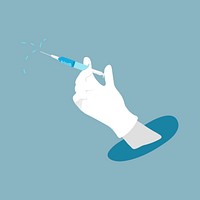 Hand holding a vaccine injection syringe illustration