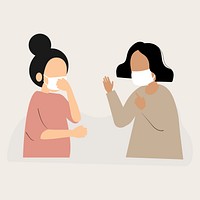 People wearing face masks talking character element vector