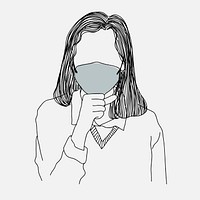 Woman wearing face mask coughing character element vector