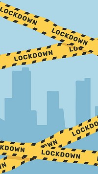 Yellow lockdown caution tape mobile wallpaper vector