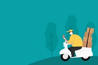 Delivery boy on a scooter with parcel boxes checking customer location map vector