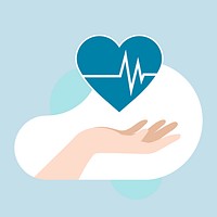 Hand supporting heart problem disease campaign vector