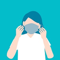 Woman putting on a surgical mask covid-19 awareness vector