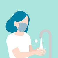 Woman washing her hands covid-19 awareness vector