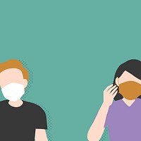 Masked people during social distancing vector