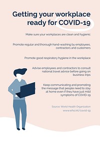 Getting your workplace ready for COVID-19 poster vector