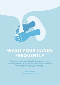 Wash your hands frequently poster vector