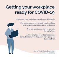 Getting your workplace ready for COVID-19 social post vector
