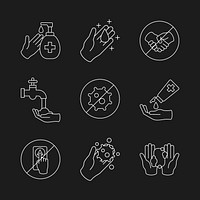 Hands washing to anti covid 19 icon set vector