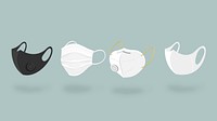 Surgical and air pollution face mask set vector