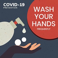 Wash your hands covid-19 prevention message template vector