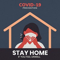 Stay home covid-19 prevention message template vector