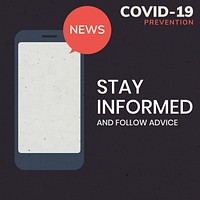 Stay informed covid-19 prevention message template vector