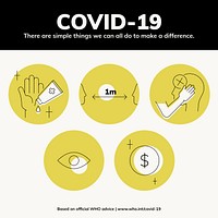 Covid-19 simple ways to make a difference template vector 