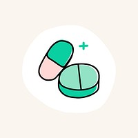 Medicine capsule and pill icon illustration