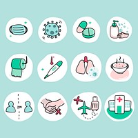 Protect yourself from coronavirus pandemic icon set vector