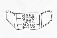 Wear face mask psd in the new normal doodle illustration