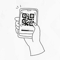 QR code psd cashless payment COVID-19 doodle illustration