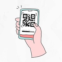 QR code vector cashless payment COVID-19 doodle illustration