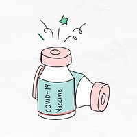 COVID-19 vaccine bottle psd doodle illustration