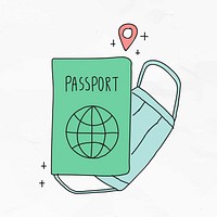 New normal travel essentials psd doodle illustration