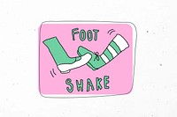 Foot shake psd social distancing in new normal lifestyle doodle sticker