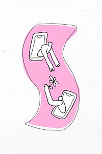 Social distancing couple psd new normal lifestyle doodle sticker