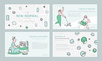 COVID-19 helpful infographic template vector doodle business presentation collection