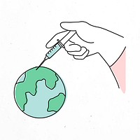 Covid-19 vaccine distribution psd doodle illustration