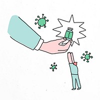 Vaccine demand  psd doodle illustration with character