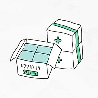 Covid-19 vaccine distribution psd doodle illustration