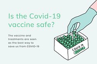 Covid 19 editable template vector vaccine study social banner doodle illustration