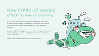Covid 19 editable template psd vaccine and economy presentation doodle illustration