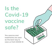 Vaccine development editable template vector for covid 19 social media post doodle illustration