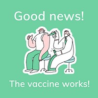 Covid 19 editable template vector vaccination social media post doodle illustration