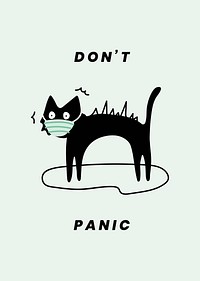 Don&#39;t panic black cat poster vector