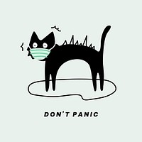 Don&#39;t panic black cat social template vector