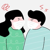 Unhappy couple during the coronavirus pandemic vector