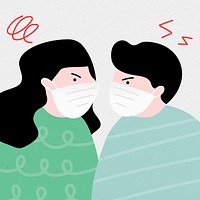 Unhappy couple during the coronavirus pandemic mockup
