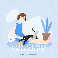 Stay home with your pet covid-9 awareness vector