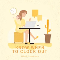 Know when to clock out covid-9 awareness vector