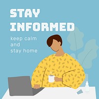 Stay informed and stay home covid-9 awareness vector