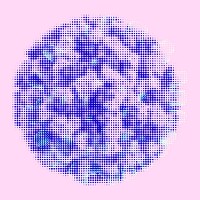 Blue halftone coronavirus on purple background illustration vector