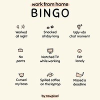 Work from home social media story bingo challenge