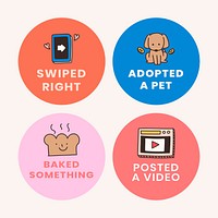 Self quarantine social media story bingo design elements set