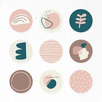 Minimal doodle social story highlights icon set vector