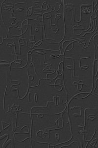 Abstract face line drawing on a black background design resource